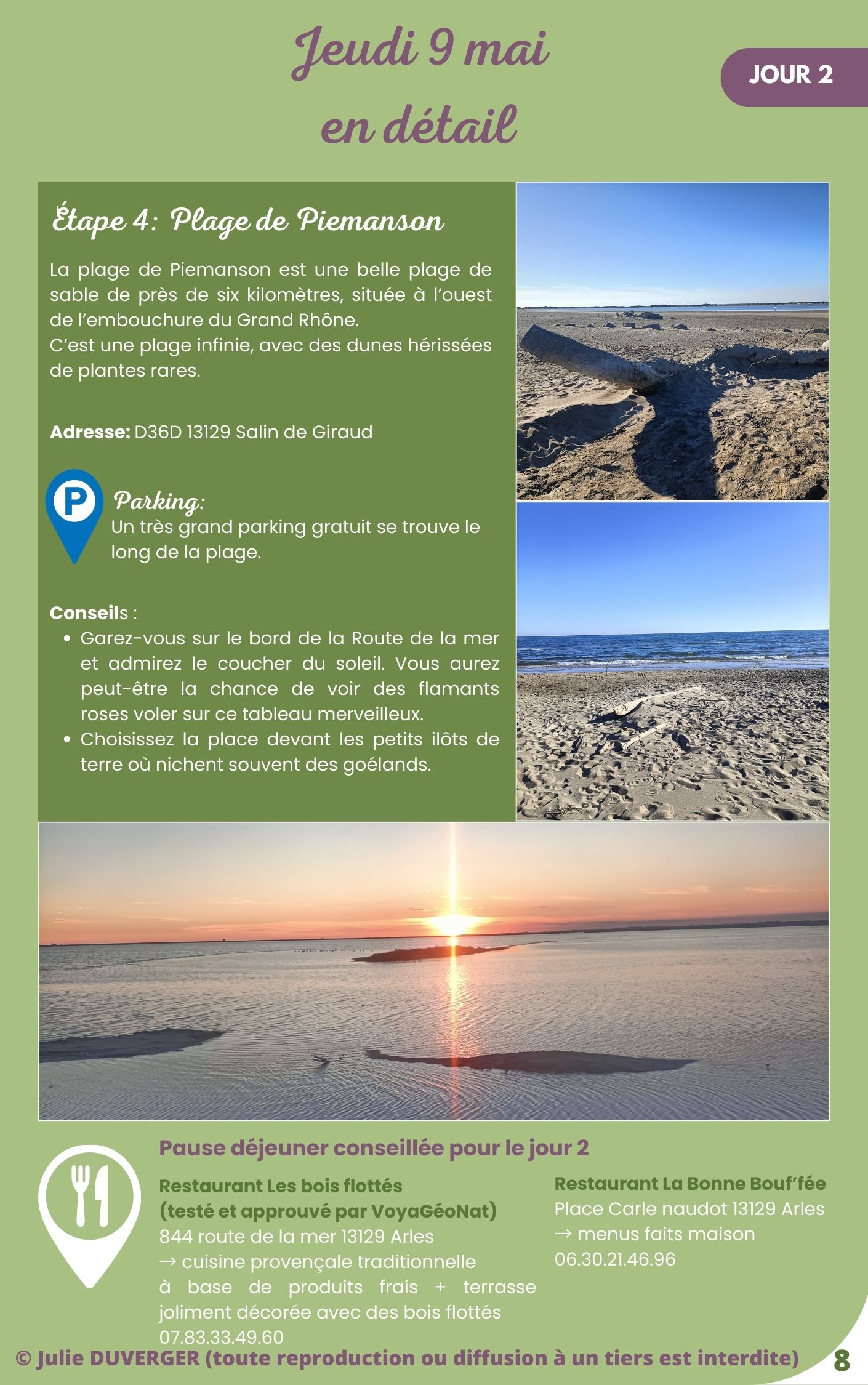 Page 10 du carnet de voyage - Contacts utiles